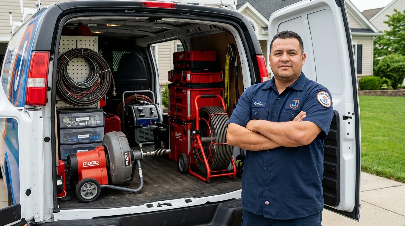 Professional drain cleaning equipment and Johns Plumbing LLC plumber in Sauk Rapids